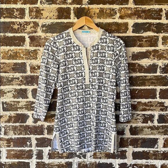 J. McLaughlin Catalina Cloth 3/4 Sleeve Tunic Top XS - Picture 1 of 7